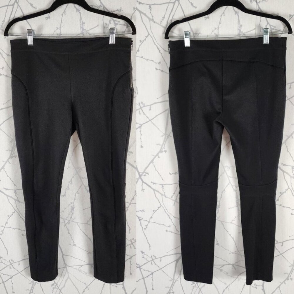 Armani Exchange Black Ponte Knit Contour Mid Rise Skinny Ankle Pants